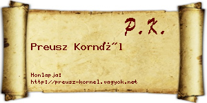 Preusz Kornél névjegykártya